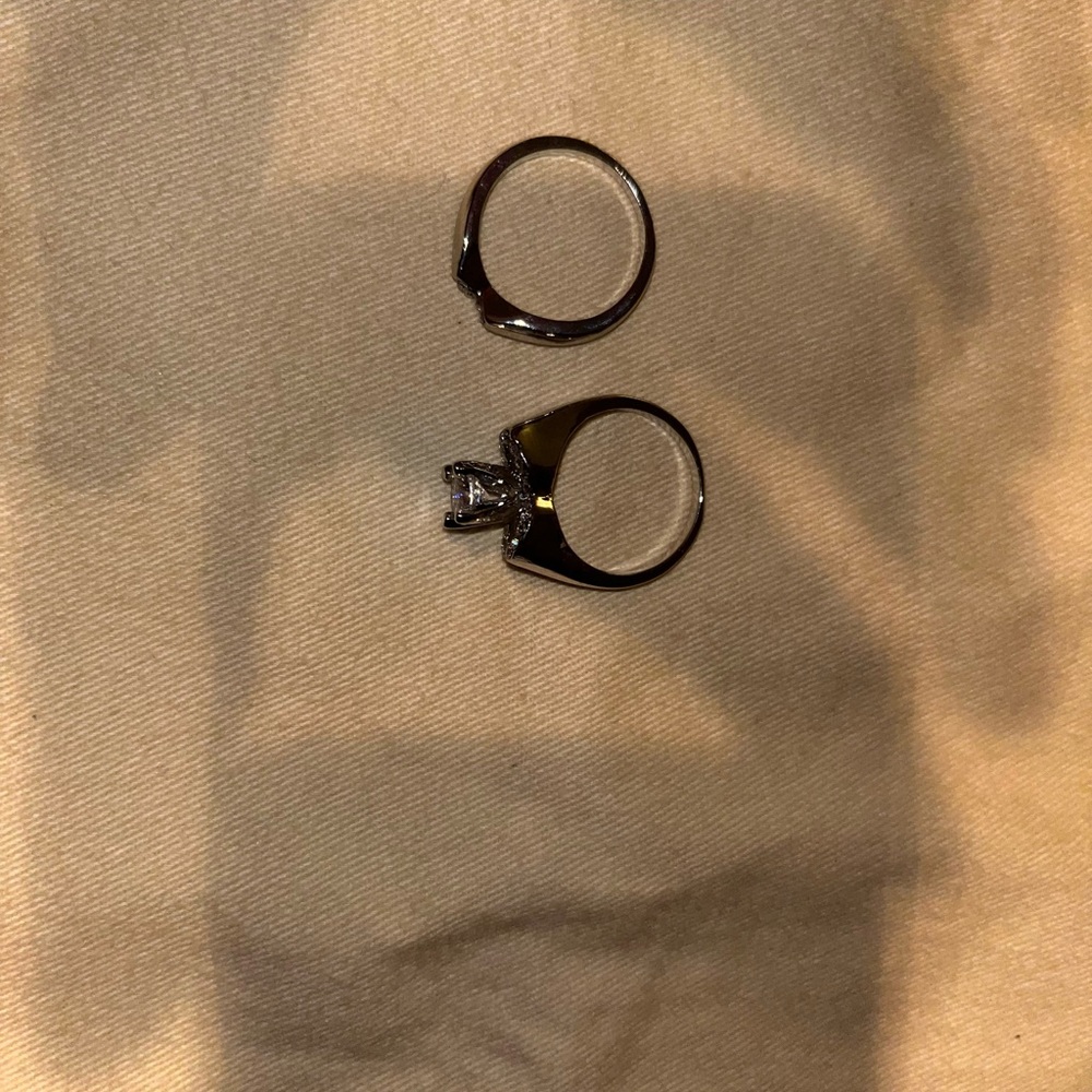18k gp heart ring 💍 set lab created 💎 diamond - Picture 8 of 8